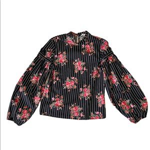 H&M Striped Ballon Sleeve Top